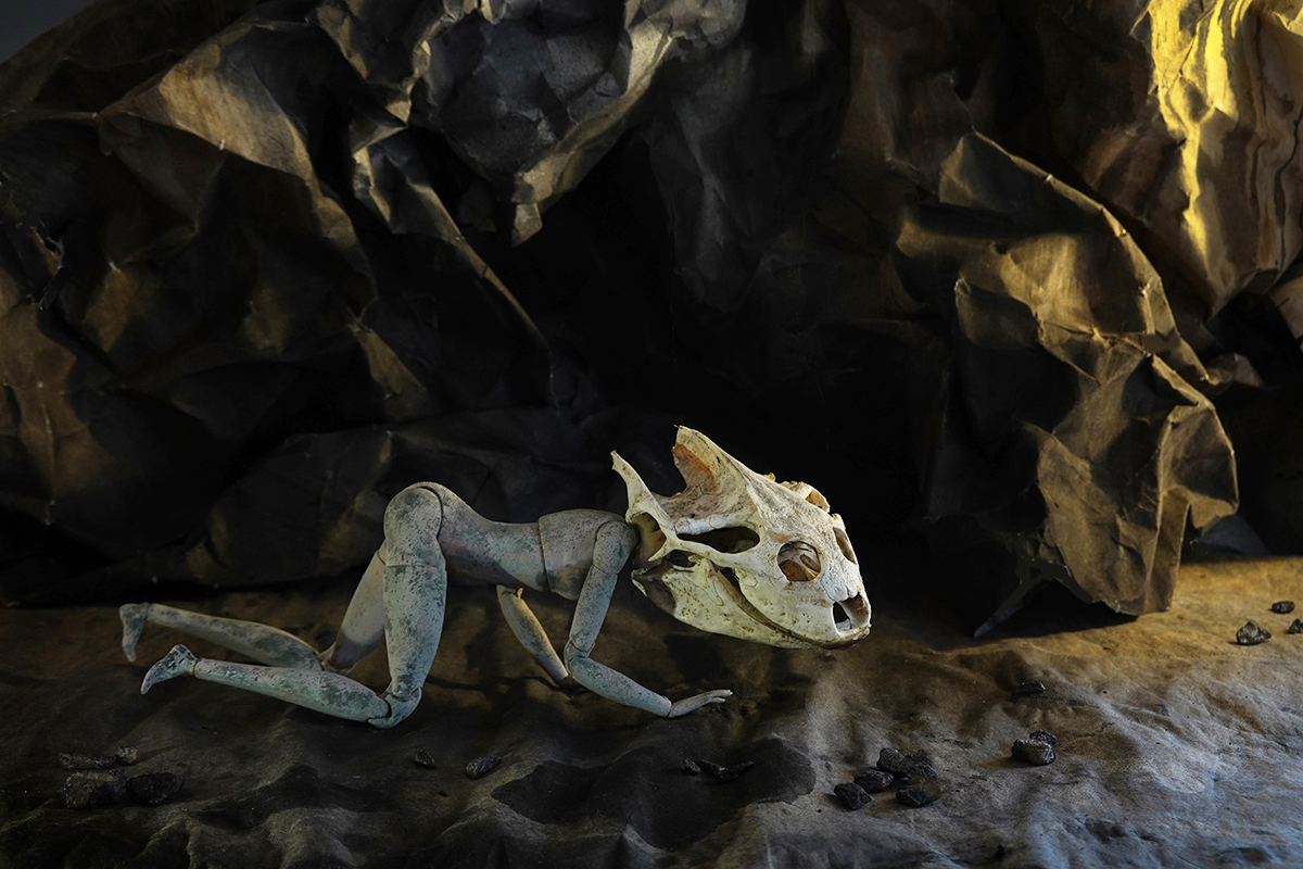 surrealism, dream, Barbie, monster, skull, lizard, den, lair, rare species, chimera